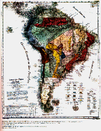 1854 Geological Map of South America 