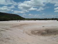 Depósitos arenosos recentes na drenagem quase seca do Pantanal Marimbus. Foto: Violeta de Souza Martins, 2021