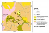 Figura 2 – Geologia e principais áreas de depósitos diamantíferos na região de Grão Mogol (MG), de acordo com Chaves (1997) e Chaves et al. (1999). (Compilado e modificado de Chaves & Benites, 2004 e do mapa Tectônico de Minas Gerais, 2014).