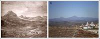 Figura 6 - a) A Serra do Espinhaço, destacando o Pico do Itambé, retratado na visão dos naturalistas europeus Spix & Martius (1828); b) Vista à distância do Pico do Itambé, a partir da cidade histórica de Diamantina (Foto: Kerley W. Andrade).