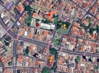 Fig. 1 - Imagem de satélite com a localização da Igreja de São domingos sítio. G-03 (geossítio Santa Rita); G-30 (Igreja de São Domingos); T-01(Igreja de Santa Rita); T-02 (Mercado Central).