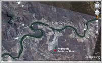 Figura 1 – Imagem de março de 2011 com a localização do pegmatito Ponte do Piauí, próximo a localidade Taquaral (compilada do Google Earth, em setembro de 2021).