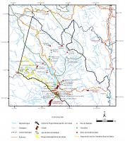 Mapa com a localização da APA da Serra do Barbado e do Pico do Barbado em relação a área da proposta do Geoparque Alto Rio de Contas. Fonte: Martins, V. S, et al,2017.