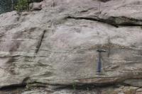 Detalhes das estruturas sedimentares das rochas da Formação Nhamundá.(Foto: Caio Nunes).