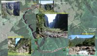 Trajeto das trilhas de visitação do Cânion Itaimbezinho. Fonte: Godoy, M.; et. al.(2011)
