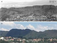 Figura 4 – A Serra do Curral na região de Belo Horizonte. a) fotografia tirada em 1955 (Arquivo do IPHAN); b) Fotografia da serra nos dias atuais (Foto do autor).