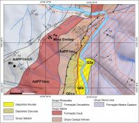 Recorte do mapa geológico da folha Nova Lima na escala 1:25.000, com a localização do geossítio (Cavalcanti et al. 2020).