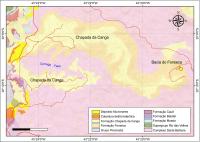 Recorte do mapa geológico do Quadrilátero Ferrífero, na escala 1:100.000, com a localização do geossítio (Cavalcanti et al. 2017). 
