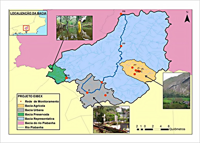 Localizao das estaes de monitoramento do projeto EIBEX