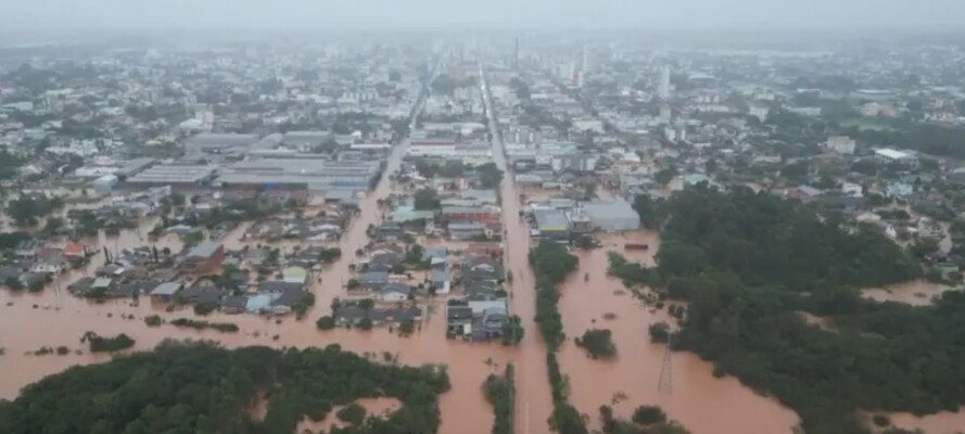 Imagens de drone mostram dimenso da enchente em Venncio Aires, no Rio Grande do Sul. Crdito: Divulgao CNN